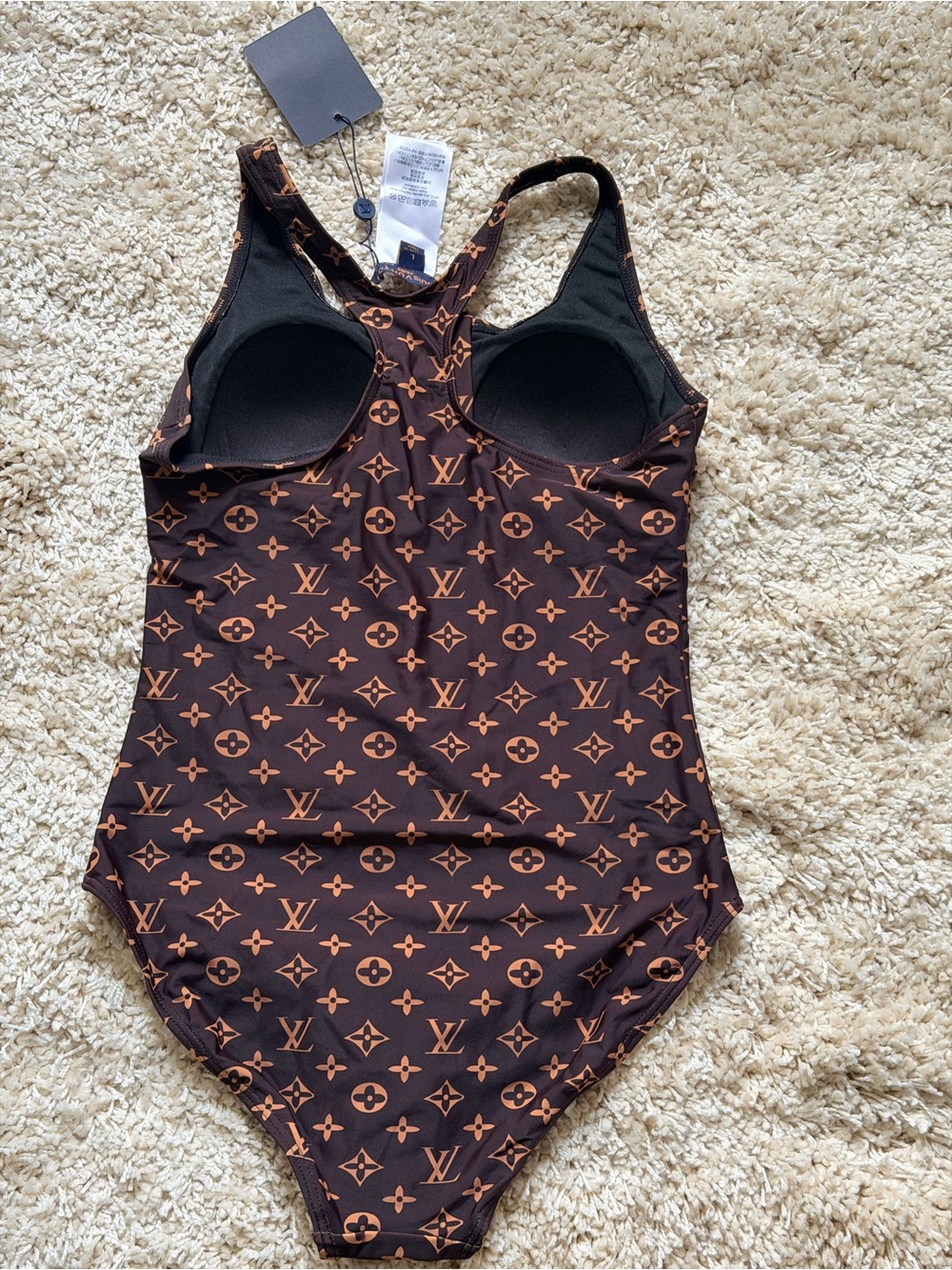 Louis Vuitton Brown and Tan Monogram Zip-Front Swim One-Piece - Picture 2 of 5